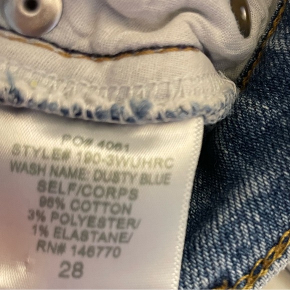 Re/Done High-Rise Ankle Crop Jeans in Dusty Blue. Size 28 - Picture 9 of 10